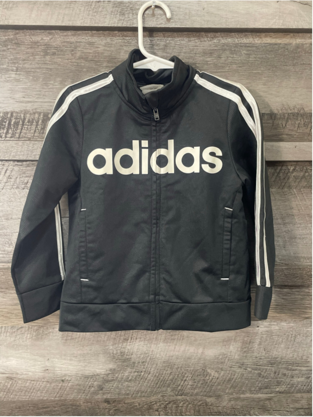 Boys Adidas Black and White Track Jacket 3T
